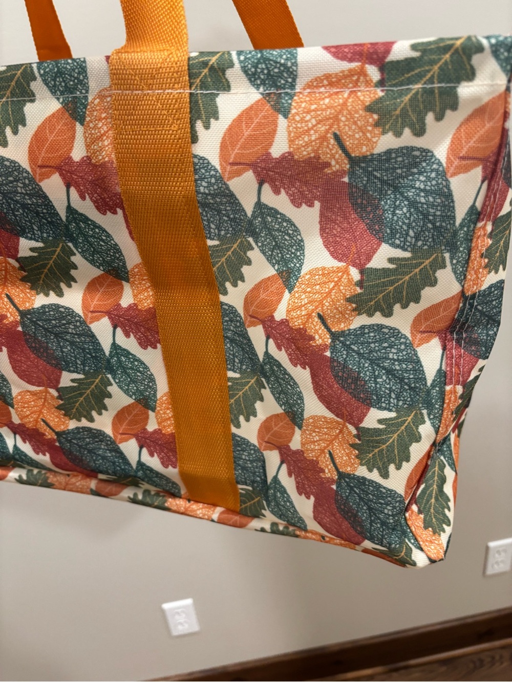 thirty-one Autumn Leaf Print Tote with Orange Handles - Picture 2 of 4